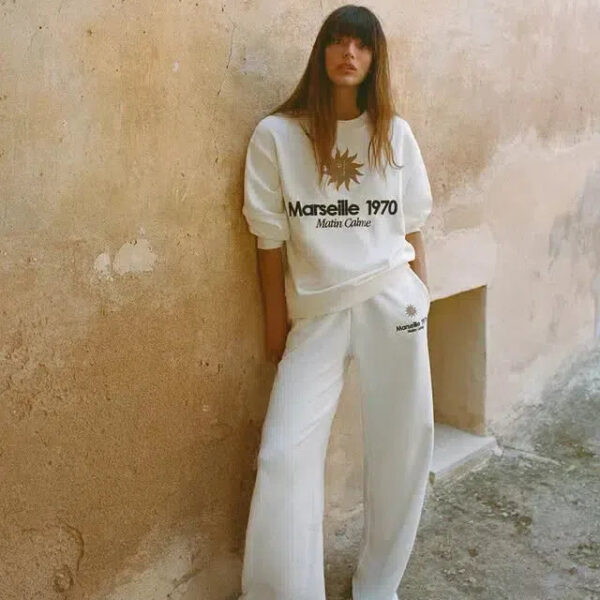 Antoinette – Bluza z okrągłym dekoltem – Szerokie spodnie – Zestaw lounge